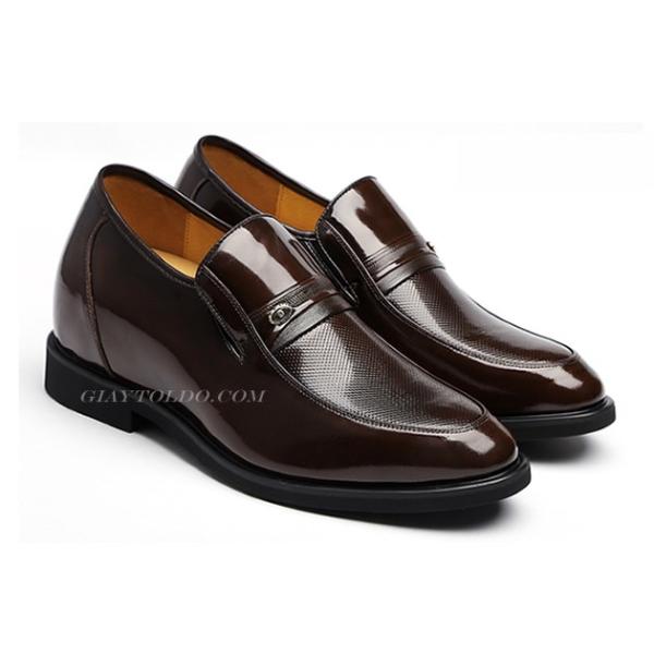 Giày cao 8cm da bóng HQ6774 nâu