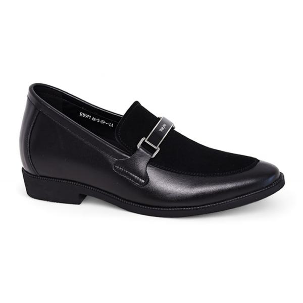 Giày cao nam 8cm màu đen phối da lộn