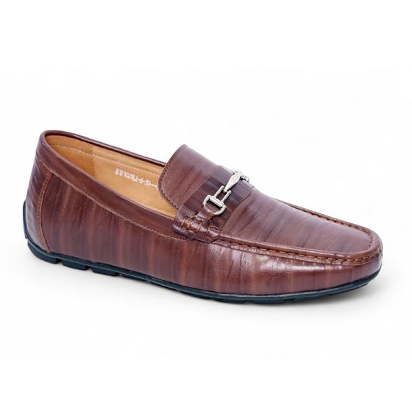 Giày mọi cao 6cm màu nâu đế khâu